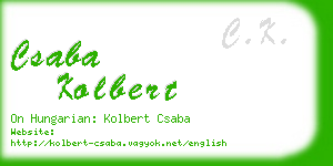 csaba kolbert business card